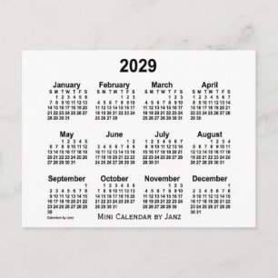 2029 Weißer Mini-Kalender von Janz Postkarte