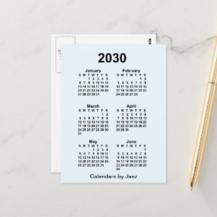 2030 Alice Blue 6-Monats-Mini-Kalender von Janz Postkarte