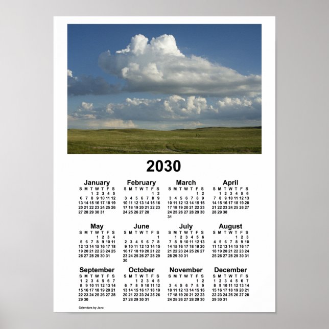 2030 Nebraska Sandhills Calendar von Janz Poster (Vorne)