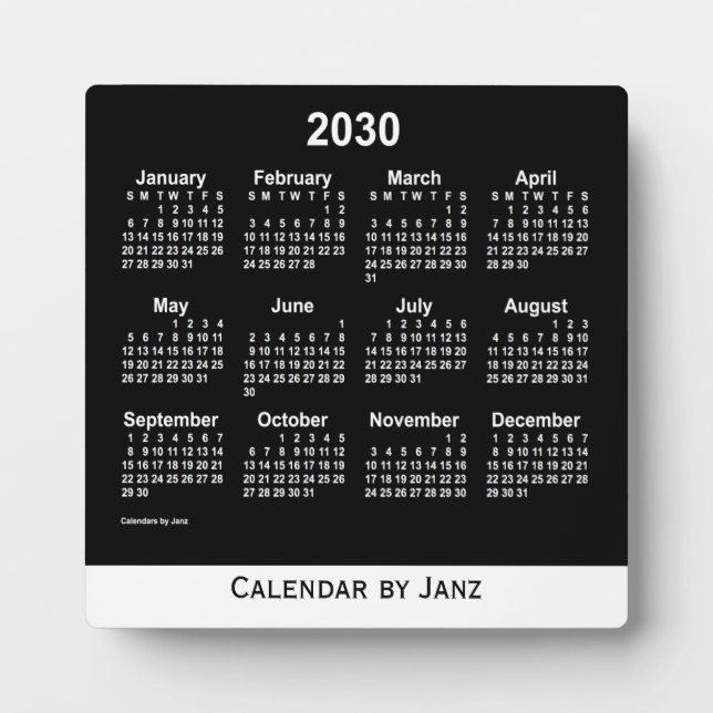 2030 Neon White Desk Kalender von Janz Fotoplatte (Vorderseite)