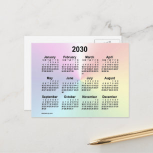 2030 Regenbogen-Wolken-Mini-Kalender von Janz Postkarte