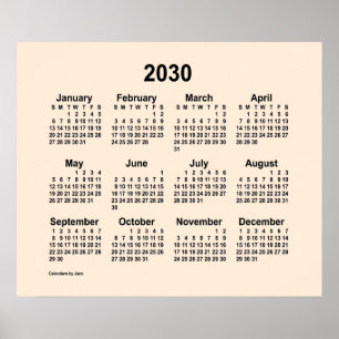 2030 Weißer Kalender der Antike von Janz Print Poster