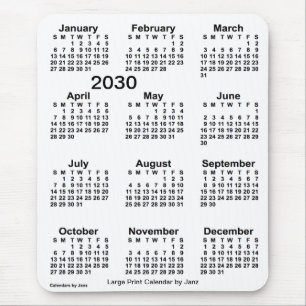 2030 White Large Print Calendar von Janz Mousepad