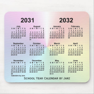 2031-2032 Rainbow Cloud School Calendar by Janz Mousepad