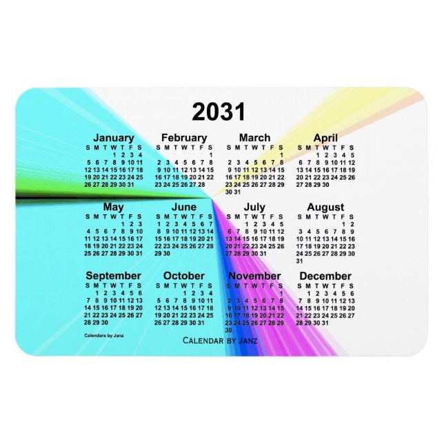 2031 Vanishing Point Calendar von Janz 4x6 Magnet (Horizontal)