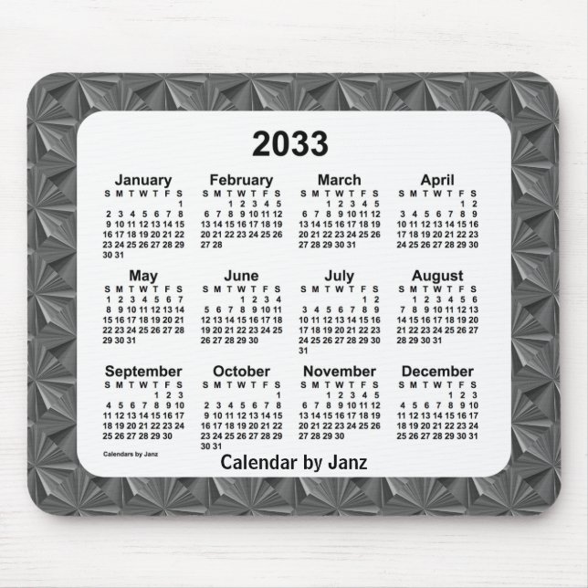 2033 Black Diamonds Calendar von Janz Mousepad (Vorne)
