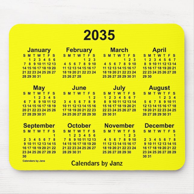 2035 Yellow Calendar by Janz Mouse Pad Mousepad (Vorne)