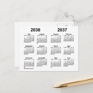 2036-2037 White Schuljahreskalender von Janz Postkarte