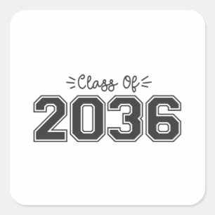 2036 Senioren, Klasse 2036 Abschluss Quadratischer Aufkleber