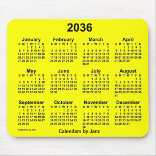 2036 Yellow Calendar by Janz Mouse Pad Mousepad