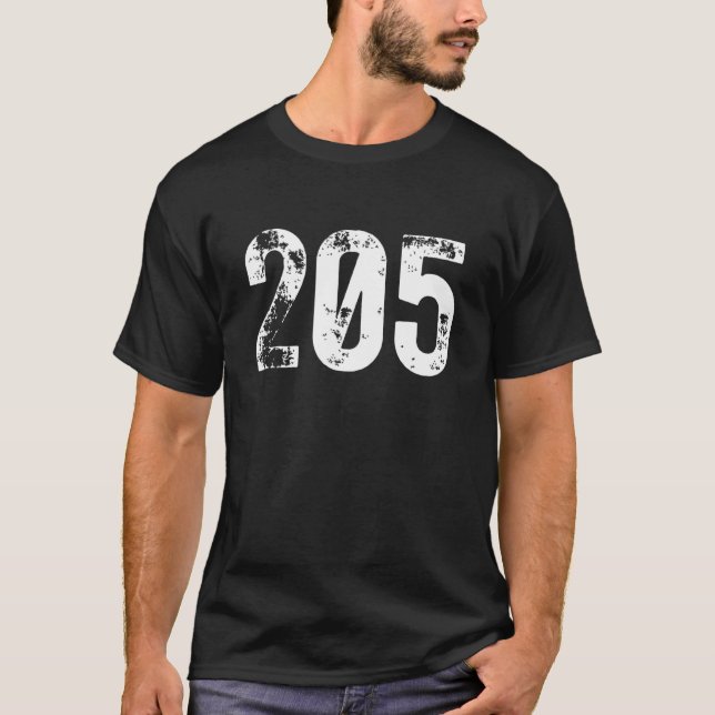 205 Area Code Birmingham AL Mobile Telefone Area T-Shirt (Vorderseite)