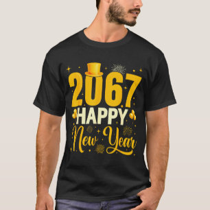 2067 Frohes neues Jahr Retro Lustig 67 Sechs Siebe T-Shirt