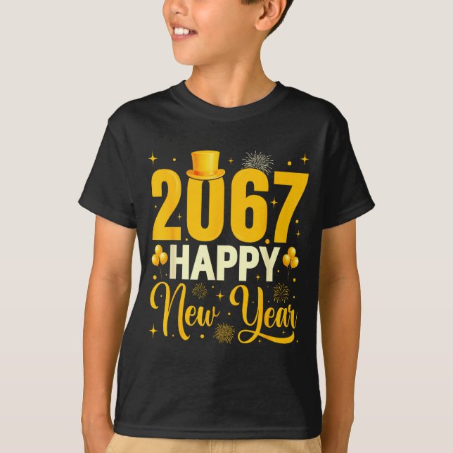 2067 Happy New Year Retro Funny 67 Six Seven Meme  T-Shirt (Vorderseite)