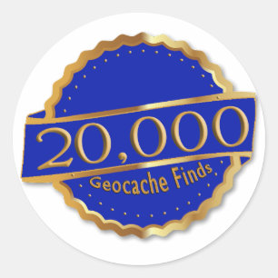 20.000 FINDS ACHIEVEMENT GeoCaching AWARD Runder Aufkleber
