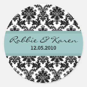 20 - 1.50" Black Damask Blue Gevor Sticker
