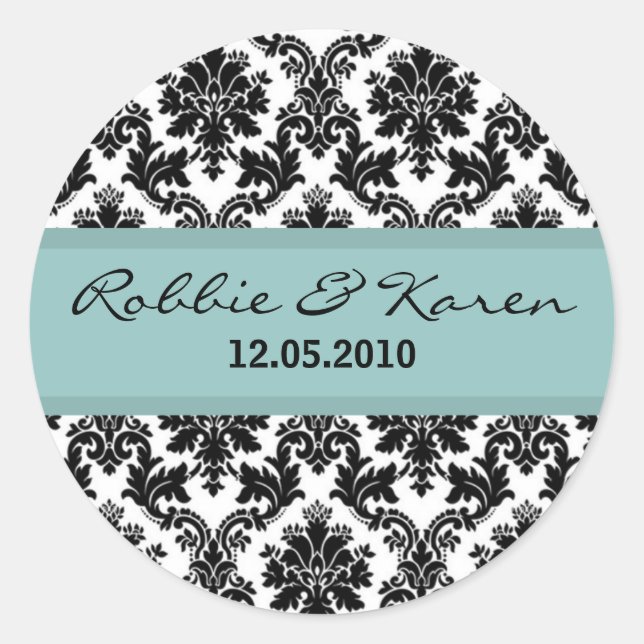 20 - 1.50" Black Damask Blue Gevor Sticker (Vorderseite)
