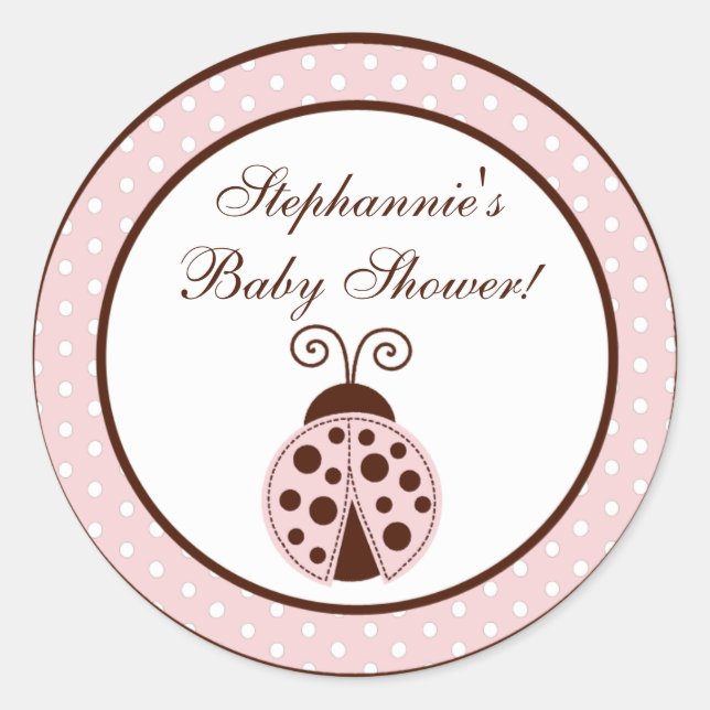 20 - 1,5" Bevorzugung Stickers Pink Ladybug (Vorderseite)
