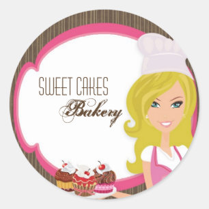 20 - 1,5" Blonde Baker auf Pink Cup Cak Stickers