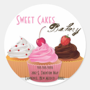 20 - 1,5" Cup Cakes Bakery Sweet Address Stickers