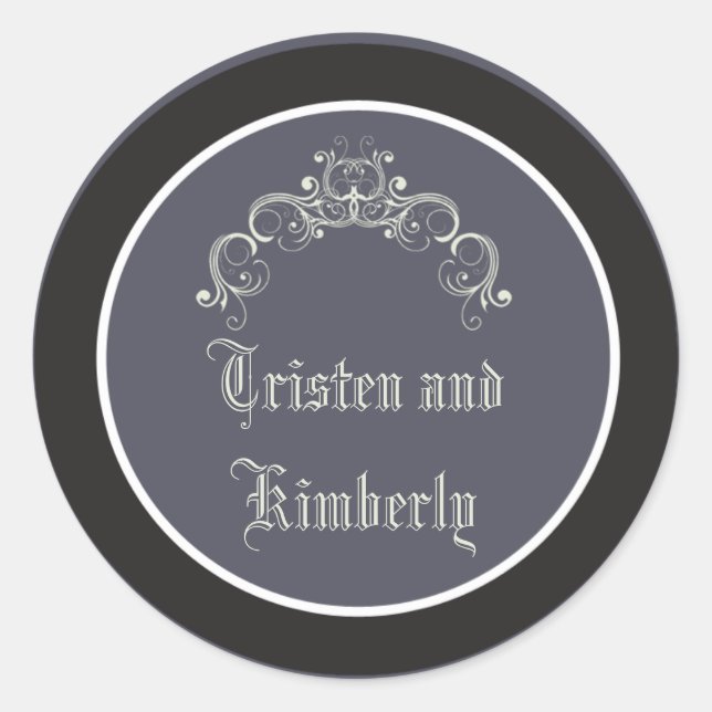 20 - 1,5" Favor Stickers Black Cravate Affair Grey (Devant)