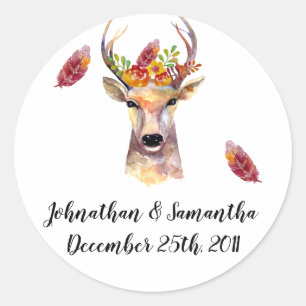 20 - 1,5" Favor Stickers boho cerf Buck Head Brow
