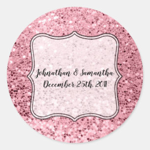 20 - 1,5" Favor Stickers Rose Parties scintillant 