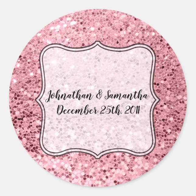 20 - 1,5" Favor Stickers Rose Parties scintillant  (Devant)