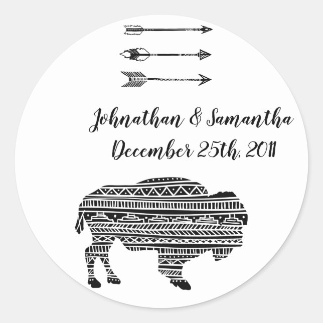 20 - 1.5" Gefallen Stickers Boho Buffalo Tribal Pa (Vorderseite)
