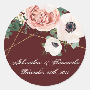 20 - 1.5" Gefallen Stickers Geometric Garden Wein