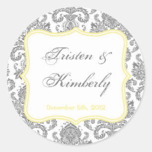 20 - 1,5" Gefallen Stickers Grau Gelb Damasklaste