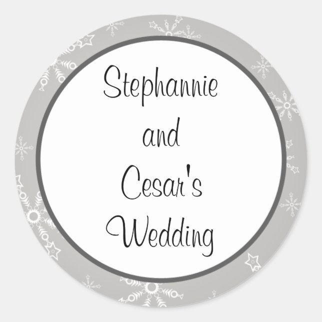 20 - 1,5" Gefallen Stickers Gray Snowflakes (Vorderseite)