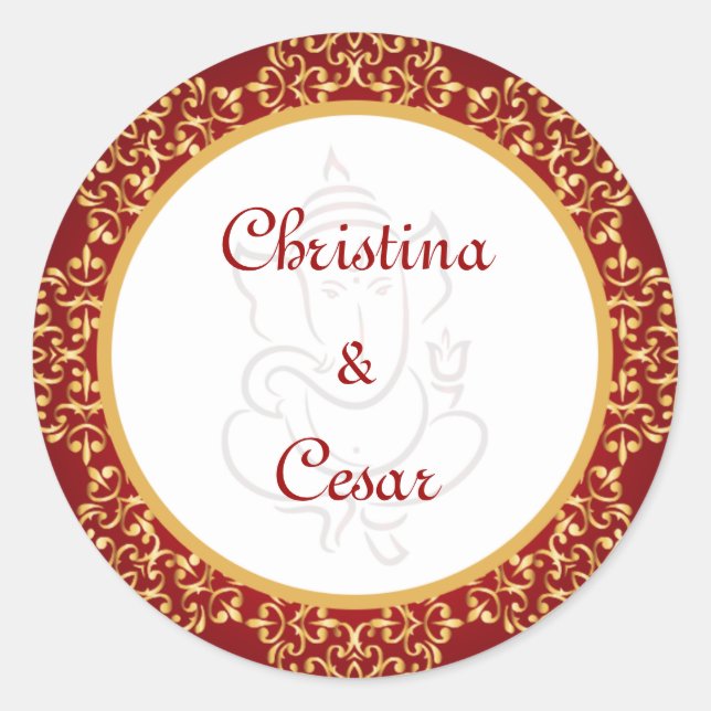 20 - 1.5" Gefallen Stickers Lord Ganesha/Hindu Red (Vorderseite)