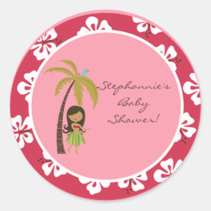 20 - 1,5" Gefallen Stickers Pink Hawaiian Luau Tro