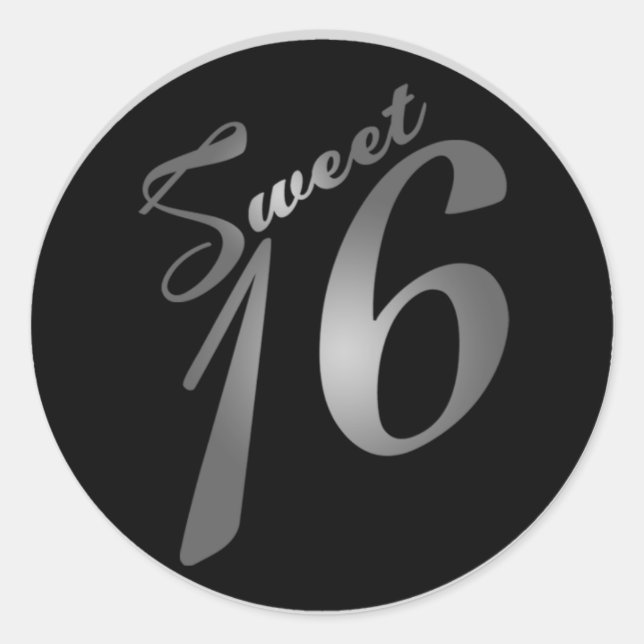 20 - 1.5" Gefallen Stickers Sweet 16 Silver (Vorderseite)
