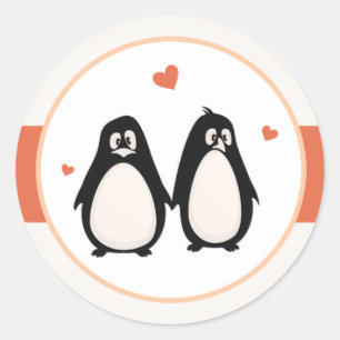 20 - 1,5" Penguin-Umschlag Liebe/Herzpfirsich Runder Aufkleber