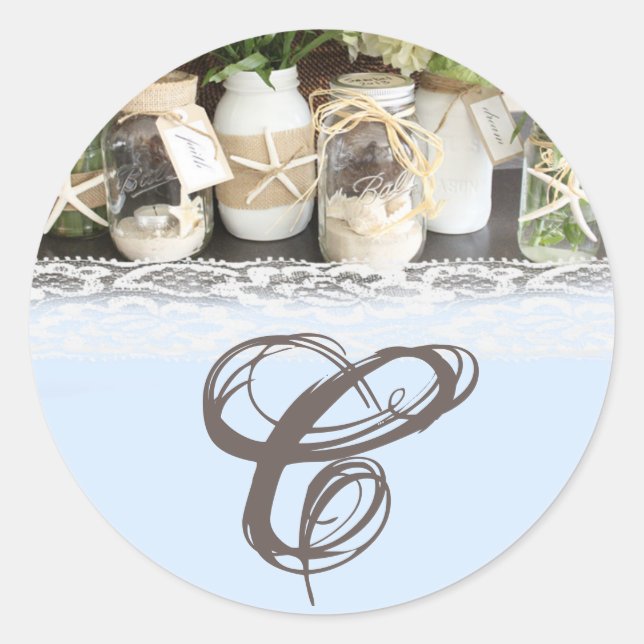 20 - 1,5 Umschlag Aufkleber Beach Sea Mason Jars O (Vorderseite)