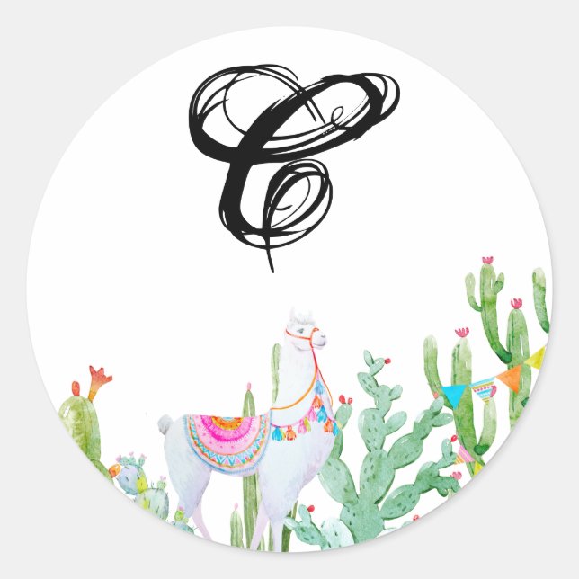 20 - 1,5 Umschlag Aufkleber Boho Llama Bohemisch C (Vorderseite)