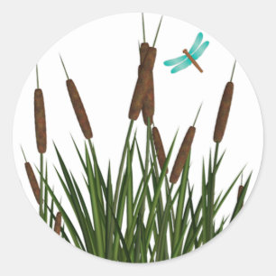 20-1,5" Umschlag Aufkleber Cattail/Dragonfly in Co