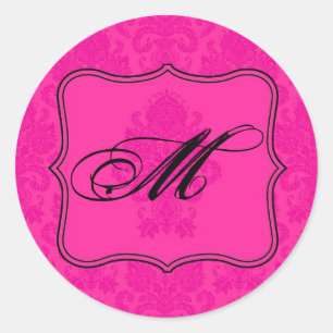 20 - 1,5 Umschlag Aufkleber Hot Pink Black Damask 