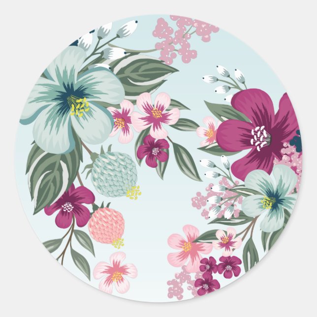 20 - 1,5 Umschlag Aufkleber Light Blue Fade Blume  (Vorderseite)