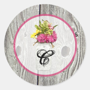 20 - 1,5 Umschlag Aufkleber Mason Jar mit Wildblum