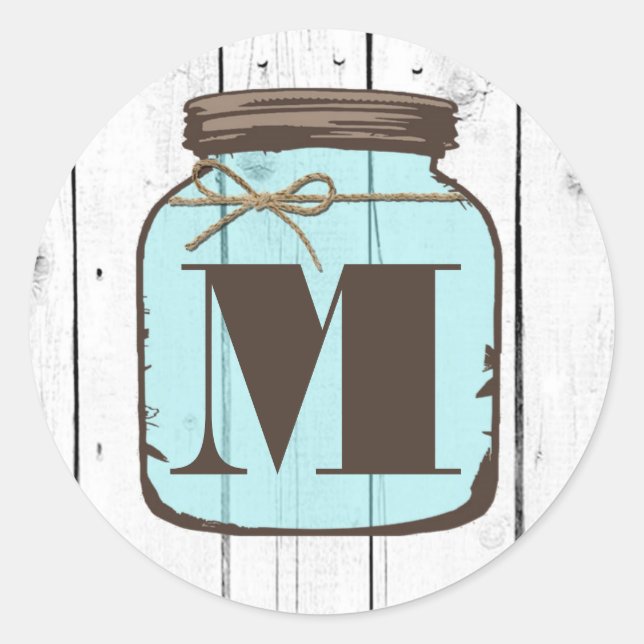 20 - 1,5 Umschlag Aufkleber Mason Jar Wood Country (Vorderseite)