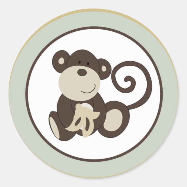 20 - 1,5" Umschlag Aufkleber Monkey Time Zoo Anima (Vorderseite)