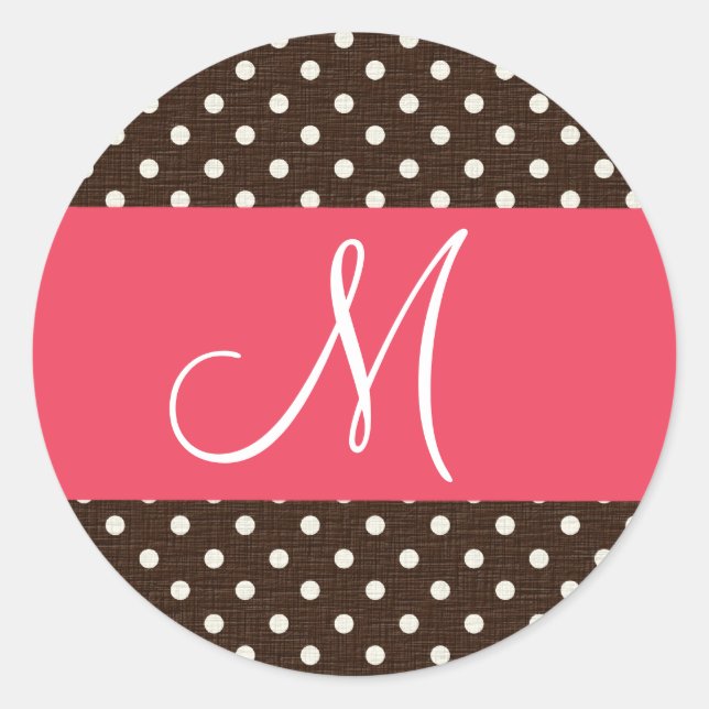 20 - 1,5 Umschlag Aufkleber Monogramm Brown Polka  (Vorderseite)
