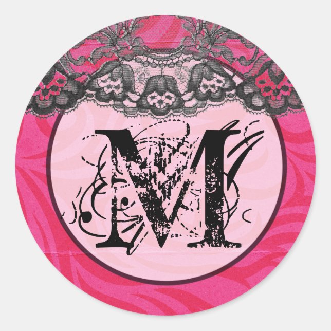 20 - 1,5 Umschlag Aufkleber Monogramm Spitze Zebra (Vorderseite)