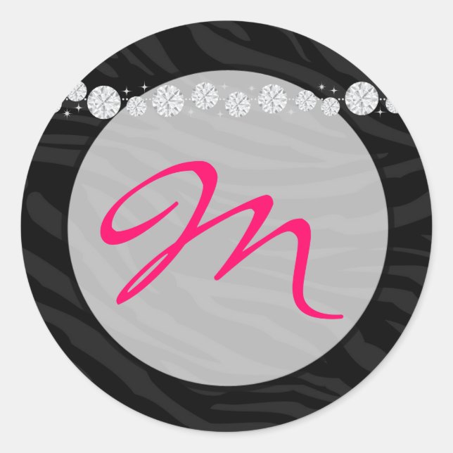 20 - 1,5 Umschlag Aufkleber Monogramm Zebra Diamon (Vorderseite)