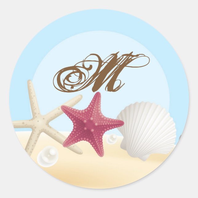 20 - 1,5 Umschlag Aufkleber Muscheln Strand Sand O (Vorderseite)