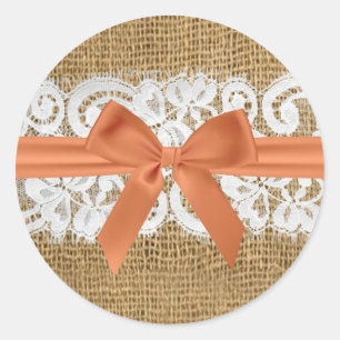 20 - 1,5 Umschlag Aufkleber Orange Burlap Lace