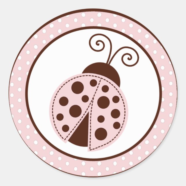 20 - 1,5" Umschlag Aufkleber Pink Ladybug (Vorderseite)