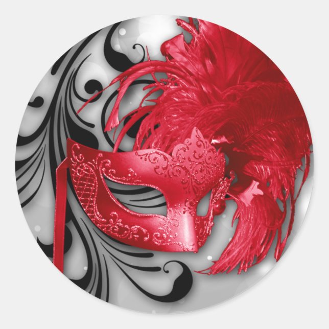 20 - 1,5 Umschlag Aufkleber Rot auf Silver Masquer (Vorderseite)